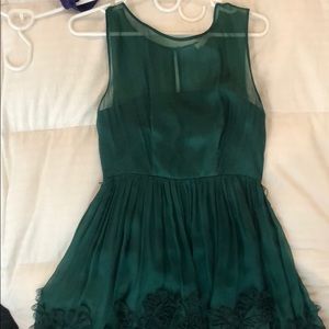 Anthropologie Emerald Green Silk Dress